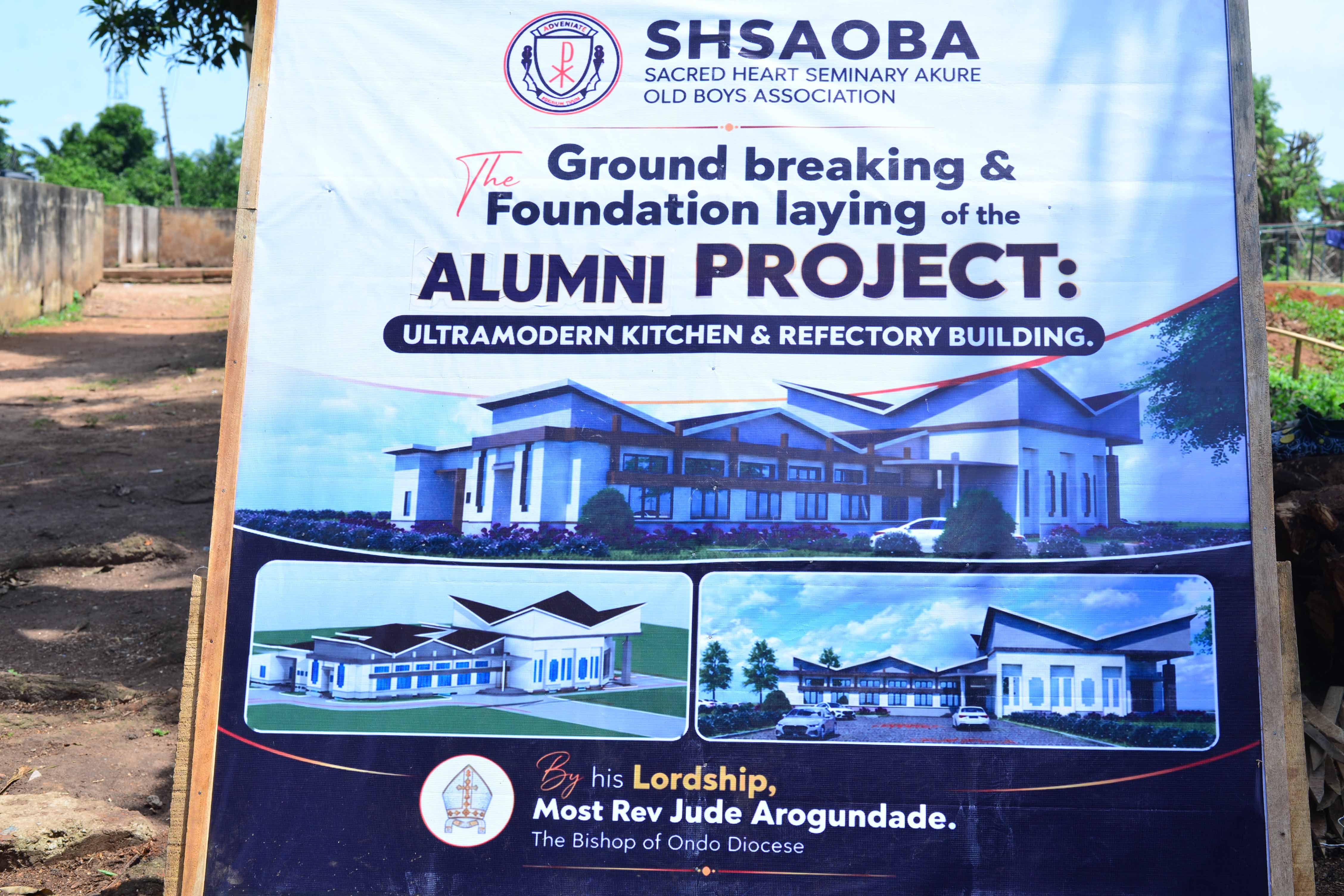 Groundbreaking signage board for the SHSAOBA Dining and Kitchen Legacy Project